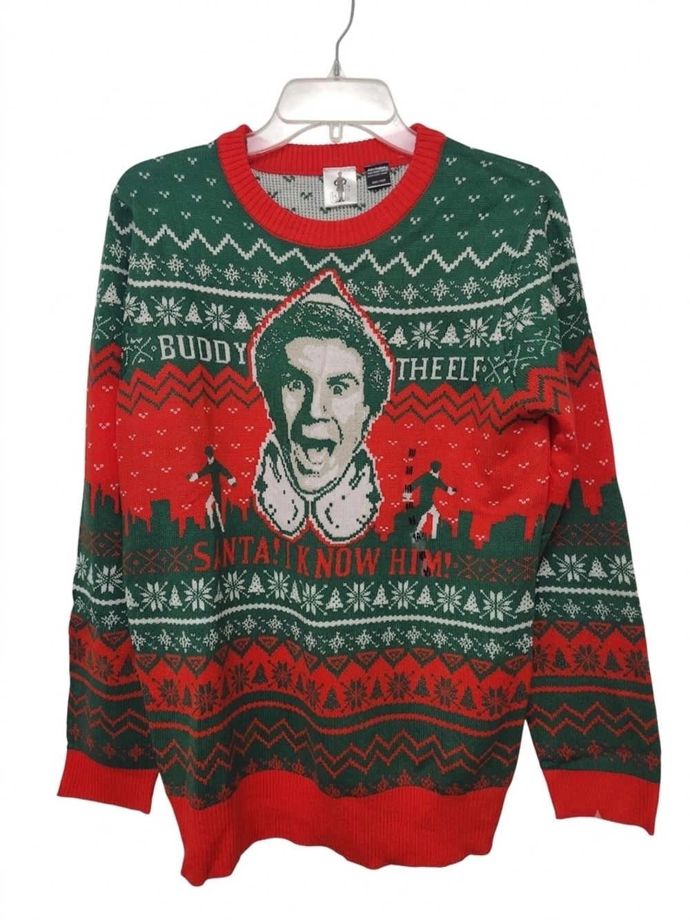 NWT ELF Green & Red Buddy The Elf Holiday Crewneck Sweater Women MEDIUM
